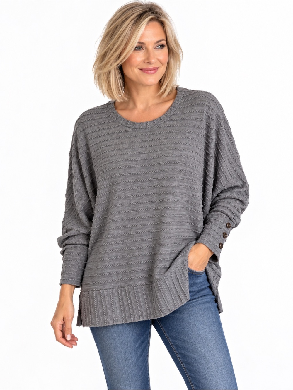 NWT Papa Grey Textured Sweater – XL